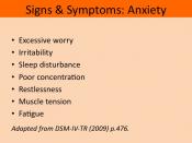 English: Signs & Symptoms of Anxiety