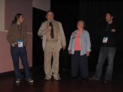English: Media prankster Alan Abel (second from left) with his daughter Jenny (left), his wife Jeanne, and Jeff Hockett. At the San Francisco International Film Festival, April 2005.