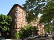 Harlem, New York City. Apartments along Morningside Avenue facing Morningside Park.