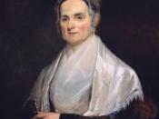 English: Painting of Lucretia Mott (1793 - 1880), the proponent of women's rights. The artist is Joseph Kyle (1815 - 1863).