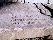 English: The stone commemorating the death of Giles Corey, pressed to death during the Salem Witch Trials in 1692. The stone is part of the Salem Witch Trials Tricentennial Memorial (dedicated in 1992) in Salem, Massachusetts, USA.