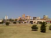 Landscape of the skyline of Lubbock, Texas taken from the shoulder of Interstate 27.
