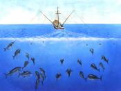 Artist's conception of tuna trolling operation.
