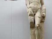 Apollo, figure of the west pediment of the Temple of Zeus in Olympia. Plaster reproduction of original in the Olympia Museum (see below).