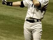 Ichiro's pre-pitch batting stance, May 2005. Photo by Googie Man 06:28, 29 May 2005 . . Googie man . . 601×1300 (271,628 bytes)