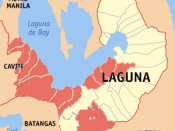 Population densities of Laguna localities, 1,000 people/km2 or more in red