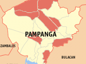Population densities of Pampanga localities, 1,000 people/km2 or more in red