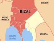 Population densities of Rizal localities, 1,000 people/km2 or more in red