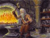 English: Thorin Oakenshield in his forge Français : Thorin « Écu-de-chêne » dans sa forge. Česky: Thorin Pavéza ve své kovárně