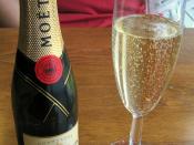 Moet champagne and glass.