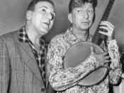 English: Publicity photo of William Bendix and Sterling Holloway from The Life of Riley television program, 1957. (Tom D'Andrea was obscured by the news edits.)