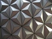 A close-up shot of Spaceship Earth's tiles at Epcot in Walt Disney World, made of Alucobond