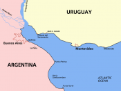 Map of the Río de la Plata, showing cities in Argentina and Uruguay.