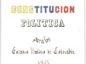 Cover of the Rionegro Constitution of 1863, the Political Constitution for the United States of Colombia, now Colombia.