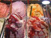 It's the picture of Italian ice-cream in a shop of Rome, Italy