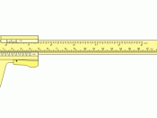 Animation of a vernier caliper measuring a bolt