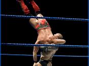 Français : Le catcheur David Bautista (alias Batista) effectue une Vertical Suplex sur son adversaire Christopher Keith Irvine (alias Chris Jericho).