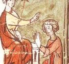 Edward I creating his son, the later Edward II, prince of Wales, 1301. Text reads 