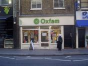 An Oxfam charity shop in Covent Garden, London. Mitty established the first Oxfam charity shop in Oxford.