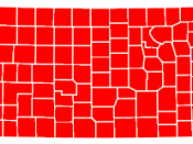 County map of Kansas' counties being swept by Republican except for Wyandotte County