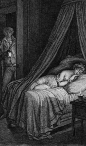 Illustration of Pierre Choderlos de Laclos' Dangerous Liaisons’ Letter 96 Valmont entrant dans la chambre de Cécile endormie