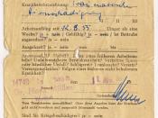 Attestation for sick leave; issued in 1955 in Germany (anonymized data).
