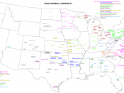 English: A map of all Division II football schools
