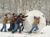 Enormous snowball made in South Park in a snow-covered Oxford