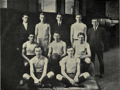 Portrait of the University of Michigan varsity basketball team 1909