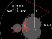 English: Pi approximation by the Mandelbrot fractal.