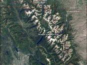 Landsat 7 natural-color image of Glacier National Park (USA) and Waterton Lakes National Park.