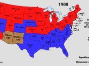 Electoral votes by state, 1908.