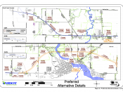 Planning maps of the proposed bypass of Constantine, Michigan along U.S. Route 131. These are panels 1 and 2 of a 4-panel set illustrating the location of the proposed road and changes to other roadways. Note: North is to the right.