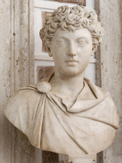 Portrait of Emperor Marcus Aurelius as a boy. Roman artwork.