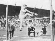 Platt Adams during the standing high jump competition at the 1912 Summer Olympics.