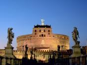 Castel Sant'Angelo from the bridge. The top statue depicts the angel from whom the building derives its name.