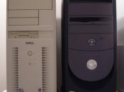 English: These are two previous models of the Dell Dimension series. Left: A 1998 model Dell Dimension XPS D266. This computer still contains its original parts, except for the CD-ROM drive. Right: A mid-range 2002 model Dell Dimension 4500. This still ha