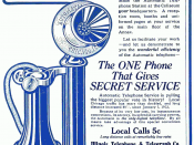 English: Advertisement for the automatic (dial) telephone service of the Illinois Telephone and Telegraph Company (successor to the Illinois Tunnel Company).
