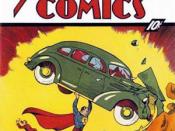 Superman making his debut in Action Comics No.1 (June 1938). Cover art by Joe Shuster.