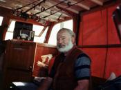 American Author Ernest Hemingway aboard his Yacht around 1950
