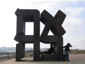 English: Ahava ('love' in Hebrew), Cor-ten steel sculpture by Robert Indiana (American), 1977, Israel Museum Art Garden, Jerusalem, Israel עברית: אהבה (1977) מאת רוברט אינדיאנה