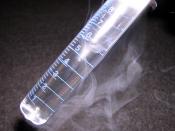 Solid and liquid argon in small graduated cylinder
