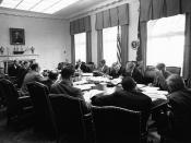 EXCOMM meeting at the White House Cabinet Room during the Cuban Missile Crisis on October 29, 1962.