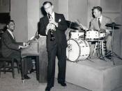 Photo of (from left) Teddy Wilson, Benny Goodman, and Mel Tormé.