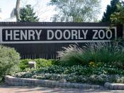 Sign for the Henry Doorly Zoo in Omaha, Nebraska