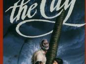 Cover artwork for The Cay showing the characters trying to survive the hurricane
