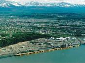 English: Aerial view of the Port of Anchorage, Alaska, USA.