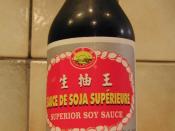 A bottle of commercially produced light soy sauce