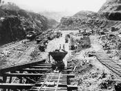 Construction work on the Gaillard Cut is shown in this photograph from 1907