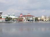 A view of downtown Celebration, Florida: the city was planned by The Walt Disney Company